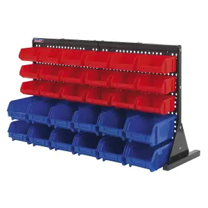 Sealey 30 Bin Bench Mounting Storage System Organiser + Steel Cross Bar TPS1218