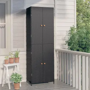 Berkfield Garden Storage Cabinet Black 59x40x180 cm Poly Rattan