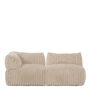 icon Tetra Ribbed Faux Fur Modular Sofa Bean Bag - Natural (2pc)