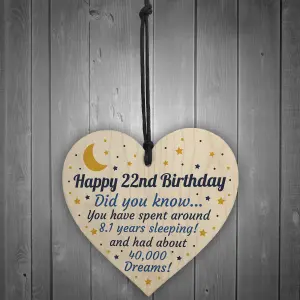 Red Ocean 22nd Birthday Card For Daughter Son Wood Heart Novelty 22nd Birthday Gift Him Her