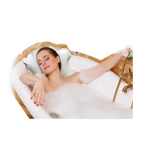 Inflatable Bath Cushion with Suction Cups - Neck and Shoulder Support -  White