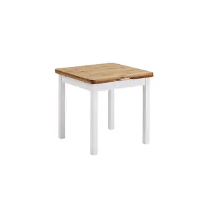 Southsea Extendable Pine Solid Wood Dining Table White/Leach-coloured / H74 x L77 x W104cm