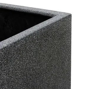 Primrose Set of 2 Poly-Terrazzo Black Tall Cube Outdoor Planters 79cm