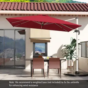 Costway 3M Outdoor Patio Umbrella Square Cantilever Parasol w/ 360 Rotation & Adjustable Tilt