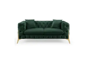 Jaguar 2 Seater Sofa Chesterfield Design Velvet Fabric