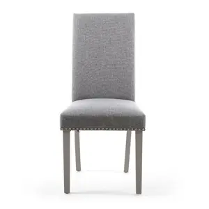 Richard Upholstered Dining Chair (Set of 2) Silver Grey Linen Effect / Natural