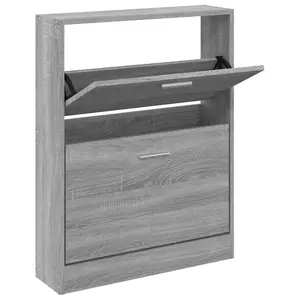 Berkfield Shoe Cabinet Grey Sonoma 59x17x81 cm Engineered Wood