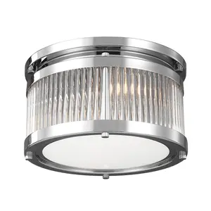 Elstead Paulson 3 Light Bathroom Flush Mount Ceiling Light Chrome IP44, G9