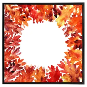 Circled autumn leaves (Picutre Frame) / 30x30" / White