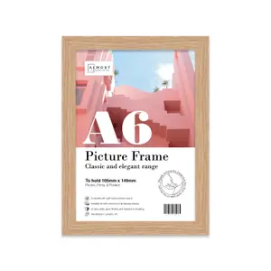 A6 Oak Picture Frame Fits A6 (10.5 x 14.8cm - 4.1 x 5.8in) Poster, Photo, Artwork, or Print.