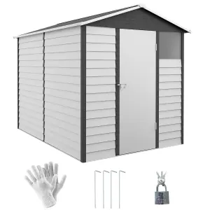 Outsunny 9'x6' Galvanised Metal Garden Shed Tool Storage Shed for Patio Grey