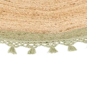 Round Jute Area Rug 140 cm Beige and Green MARTS