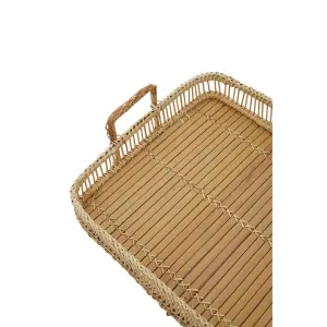 Interiors by Premier Rectangular Natural Rattan And Bamboo Tray