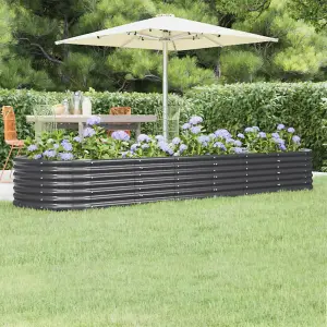 Berkfield Garden Planter Powder-coated Steel 296x80x36 cm Anthracite