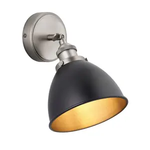 Luminosa Franklin Single Spotlight, Aged Pewter Plate, Matt Black Paint