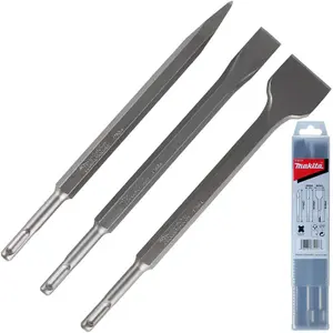 Makita 8 Piece SDS Plus Drill + Point Bullet Cold Flat Chisel Set Masonry 250mm