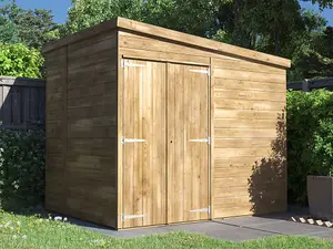 Dunster House Bike Shed Storage 2.4m x 1.8m Garden Building Wooden Pressure Treated Overlord Pent