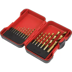 Premium 15 Piece Titanium Coated HSS Drill Bit Set with Storage Box