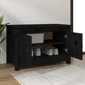 Shoe Cabinet Black 70x38x45.5 cm Solid Wood Pine