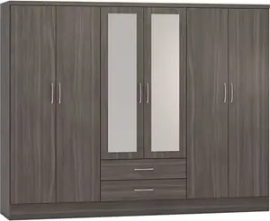 Cascio 6 Door Wardrobe Zipcode Design Finish: Black Wood Grain