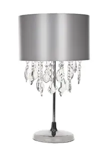 Sheldon Silver Table Lamp with Beaded Lamp Shade