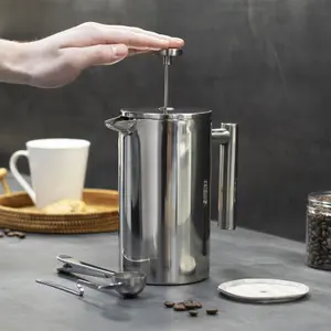 French Press Cafetiere Steel Coffee Maker 1000ml M&W