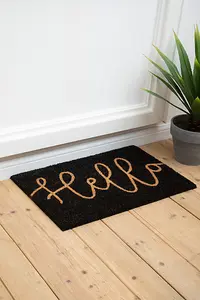 Maison by Premier Filta Hello Black Coir Doormat