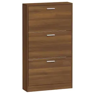 Berkfield Shoe Cabinet Brown Oak 59x17x108 cm Engineered Wood