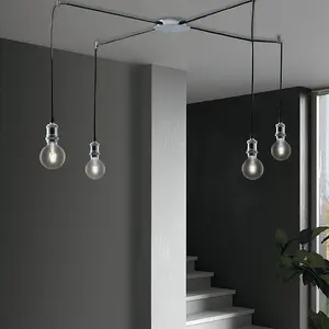 Luminosa GROOVE 4 Light Cluster Pendant Ceiling Light Black 250cm