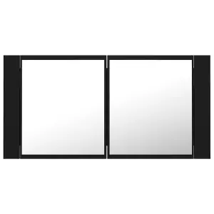 Berkfield LED Bathroom Mirror Cabinet Black 90x12x45 cm