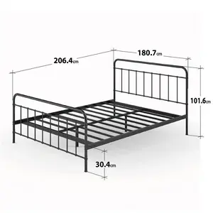 Farnham Farmhouse Metal Bed Frame with Headboard Super King (6')