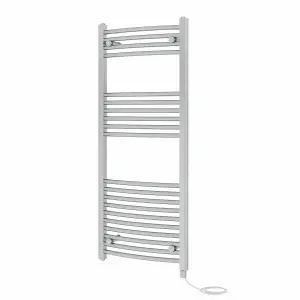 Rinse Bathrooms Electric Heated Towel Rail Curved Chrome Bathroom Towel Radiator 1200x500mm - 600W