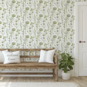 Superfresco Easy Green Floral Smooth Wallpaper Sample