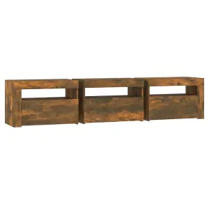 Berkfield TV Cabinet with LED Lights Smoked Oak 180x35x40 cm