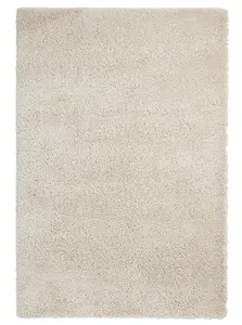 Cream Plain Shaggy Easy to Clean Modern Polypropylene Rug for Living Room Bedroom and Dining Room-120cm X 170cm