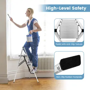 Costway 3 Step Ladder Folding Aluminum Structure Step Stool w/ Wide Anti-Slip Pedal