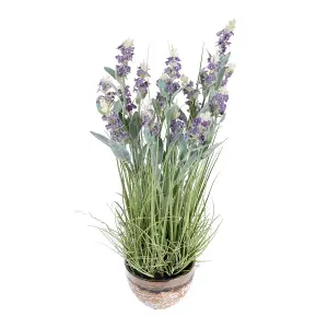 Homescapes Artificial Purple Lavender Plant in Decorative Metallic Ceramic Pot, 66 cm Tall