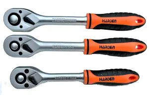 HARDEN reversible quick release straight ratchet handle set 1/4, 3/8 and 1/2"