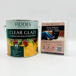 Fiddes Clear Glaze Clear 2.5L & Priory Polishes Lint Free Cloth