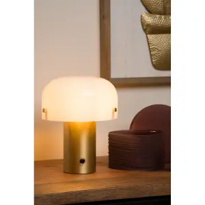 Lucide Timon Cottage Table Lamp - 1xE14 - 3 StepDim - Matt Gold, Brass