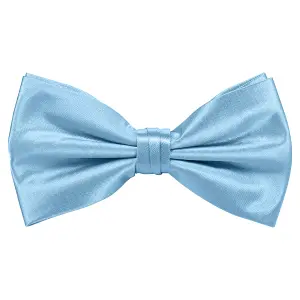 Sky Blue Satin Polyester Bow Tie for Casual & Formal Wear, Wedding Party Accessory