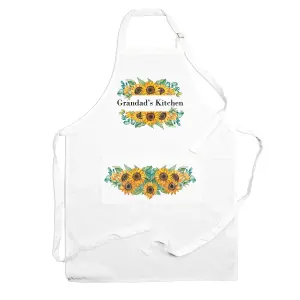 Purely Home Grandads Apron - Sunflowers Kitchen Cooking & Baking Apron - Adjustable Ties/Pocket Gift for Grandad