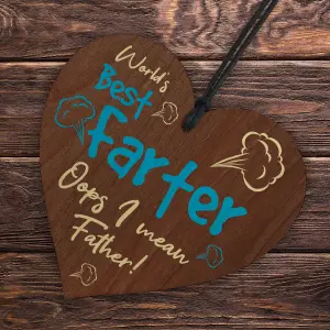 Red Ocean Funny Fathers Day Sign From Daughter Son Wood Heart Novelty Gift For Dad