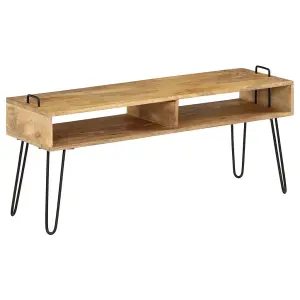 Berkfield TV Stand Solid Mango Wood 110x35x45 cm