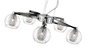 Luminosa Spring 5 Light Multi Arm Ceiling Pendant Mesh Chrome, Clear, G9