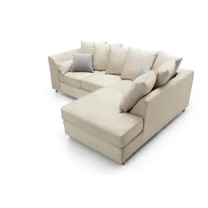 Chicago Velvet Right Facing Corner Sofa in Cream