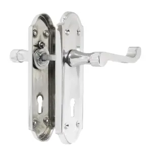 Ashford Door Handle Key Lock Scroll Lever - Chrome