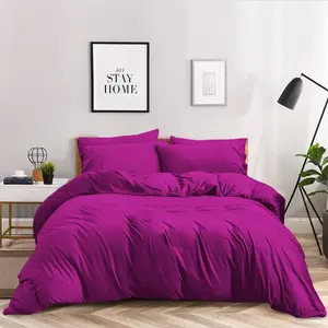 Super Soft 250 TC Microfibre Reversible Plain Duvet Cover Set Purple / Kingsize Duvet Cover + 2 Pillowcases