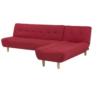 Left-Hand Corner Sofa ALSTEN Red Fabric Left Hand