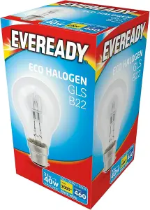 10 x Eveready 30W  to 40W Halogen GLS(B22) Warm White Light Bulbs